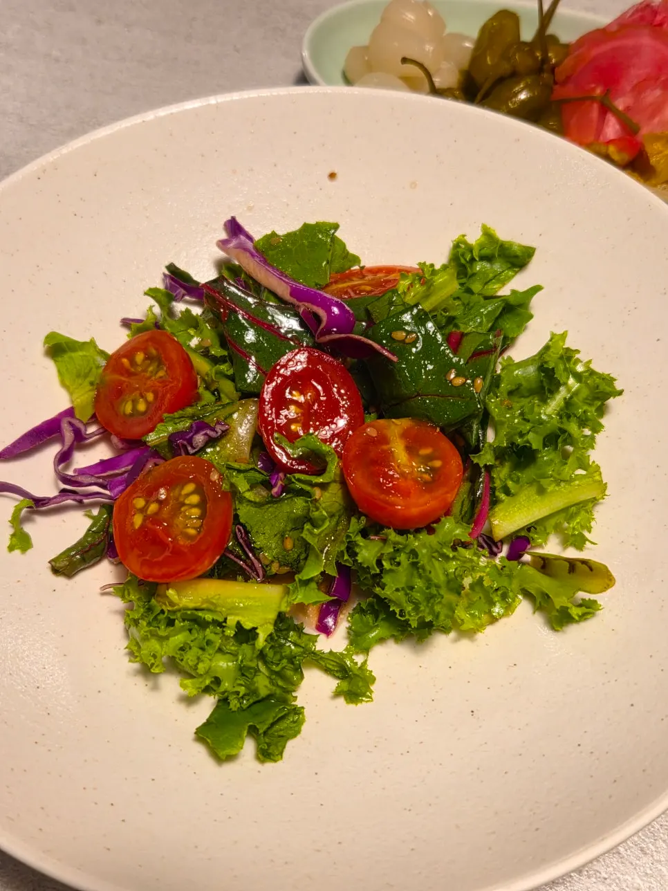 Salad with soy sauce dressing