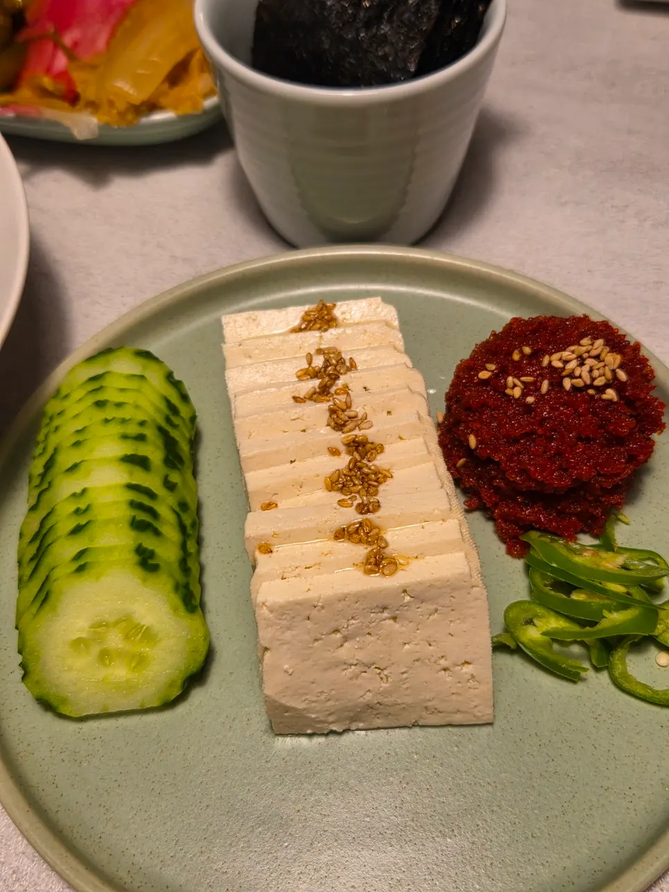 Complimentary herring roe tofu