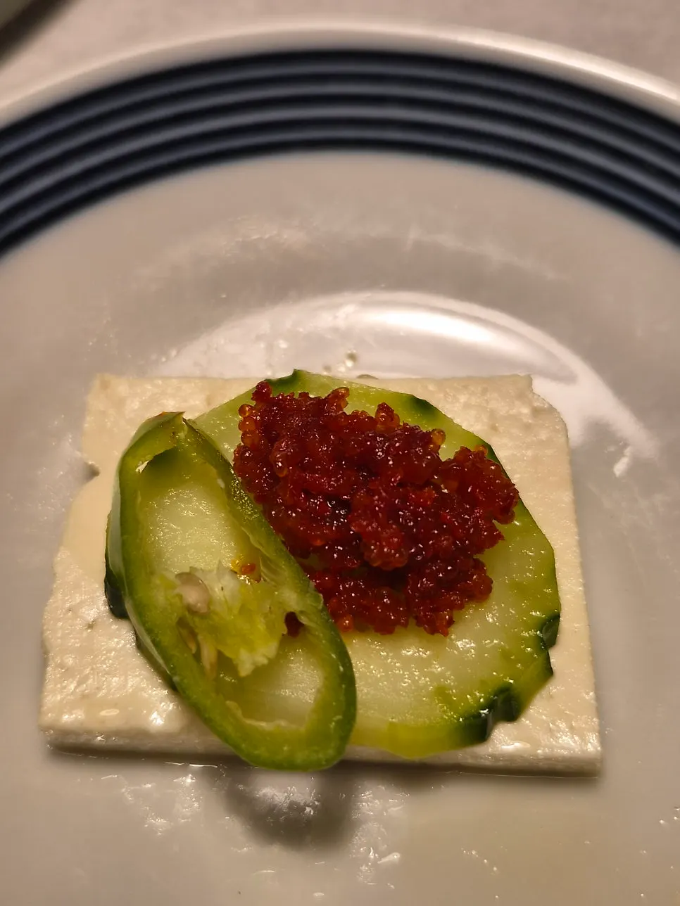 Herring roe, cucumber, and tofu