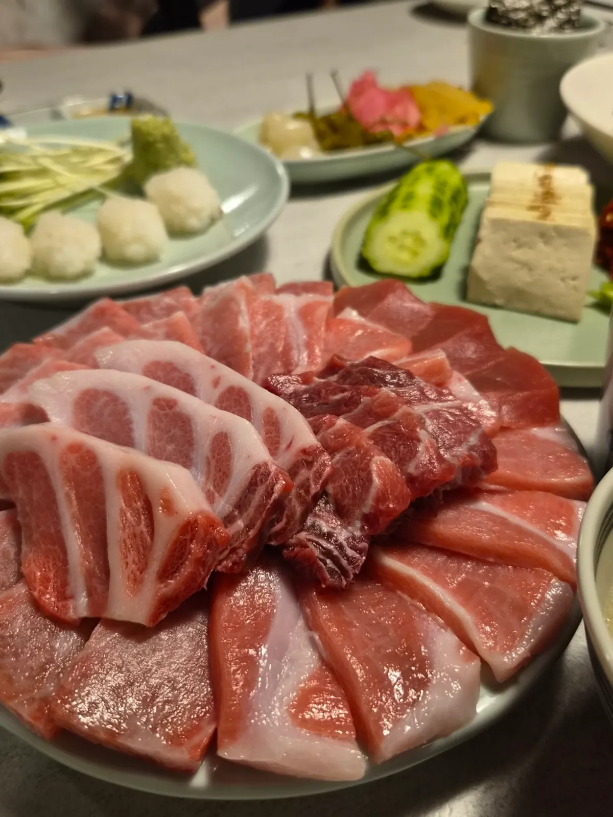 Bluefin tuna platter and table setting