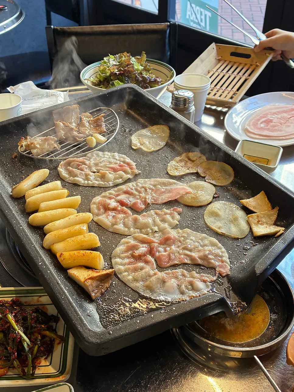 Close-up of frozen pork belly