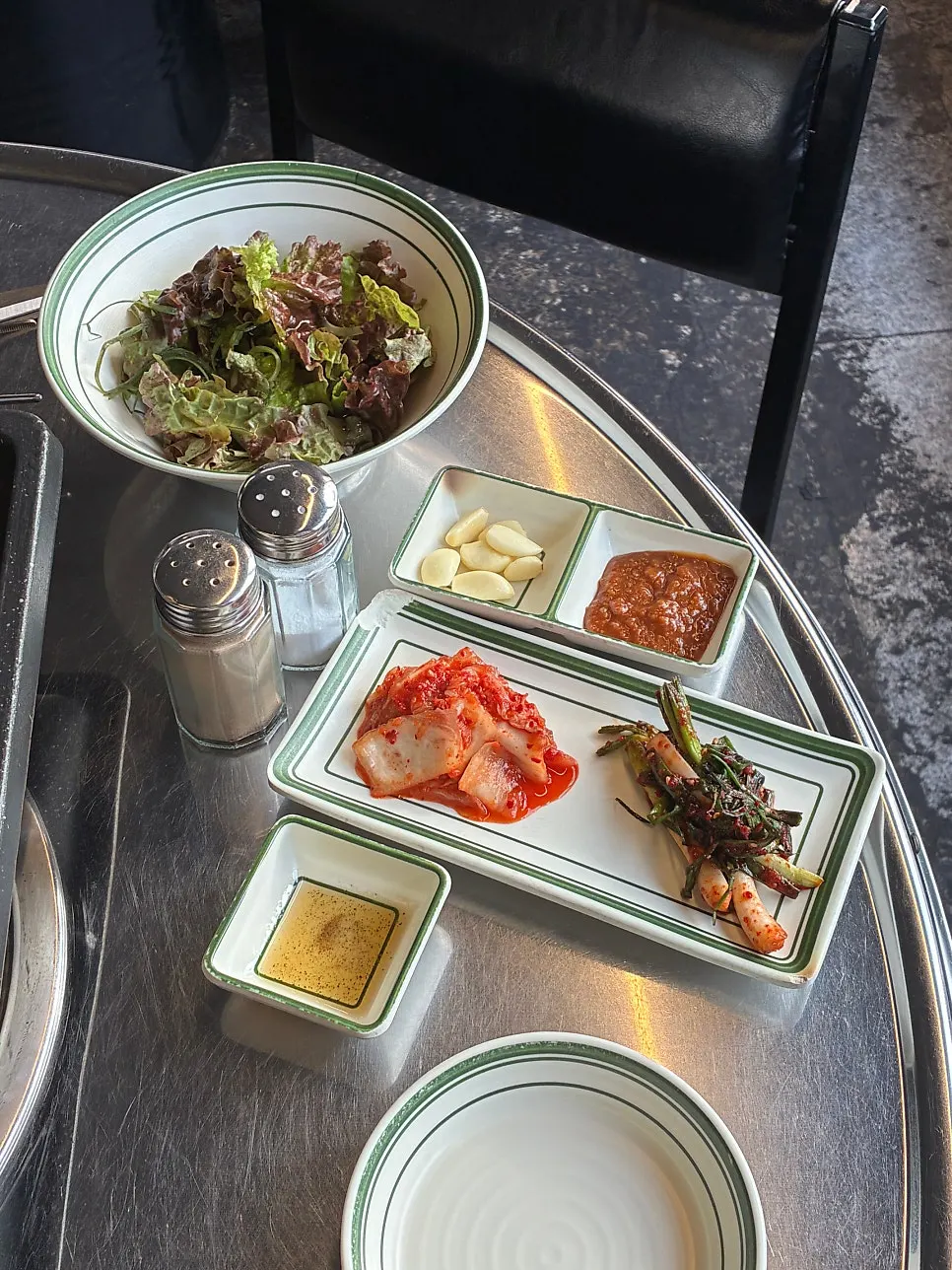 Lettuce and perilla leaves from the self-serve bar for wraps