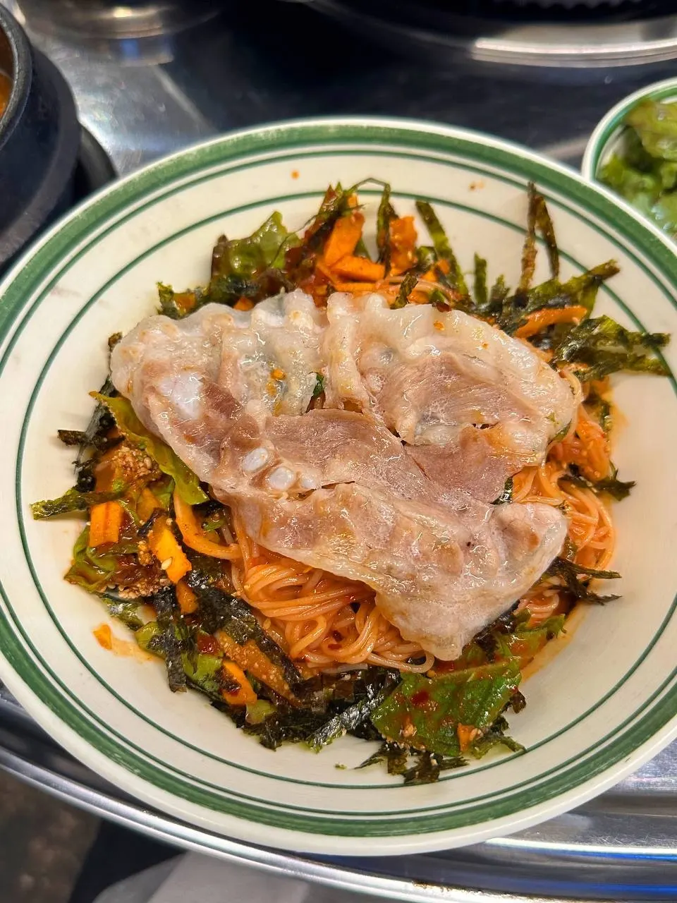 Quick-frozen sliced pork dinner spread