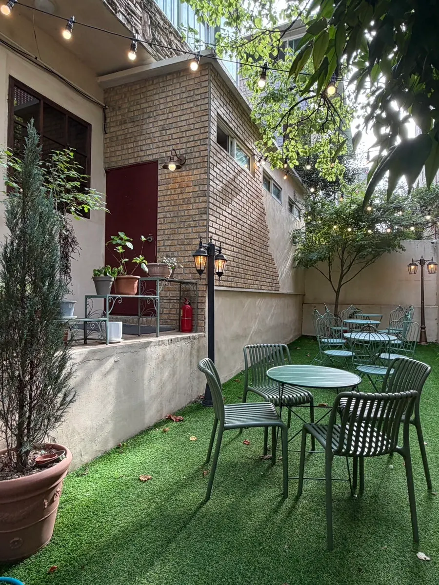 Café space with artwork and objects