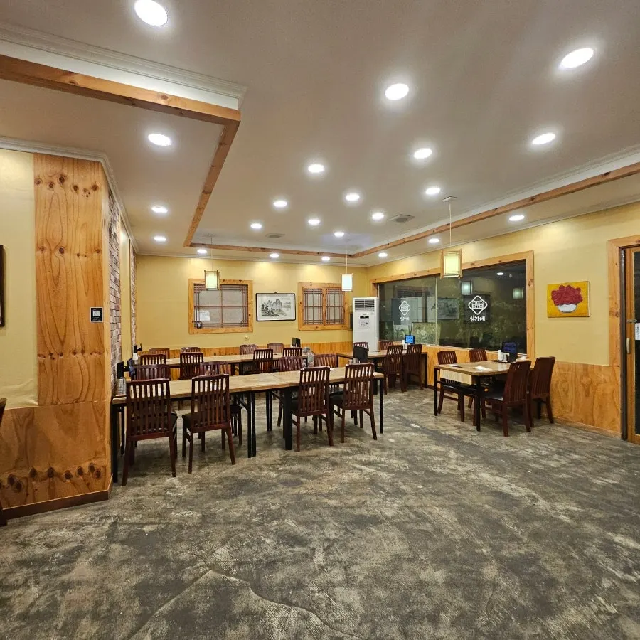Korean restaurant interior with wooden decor