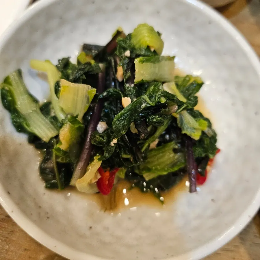 Japchae and seasoned vegetable side dishes