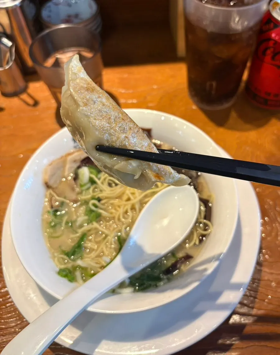 Yakigyoza drizzled with soy sauce