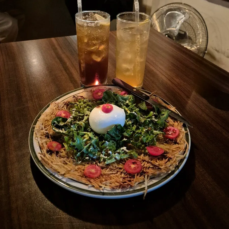 Sangbong’s signature burrata cheese potato pancake