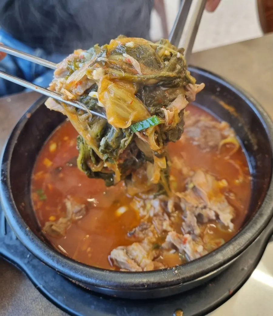 냉면 면을 들어올린 모습