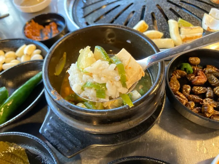₩2,000 doenjang stew with a bowl of rice