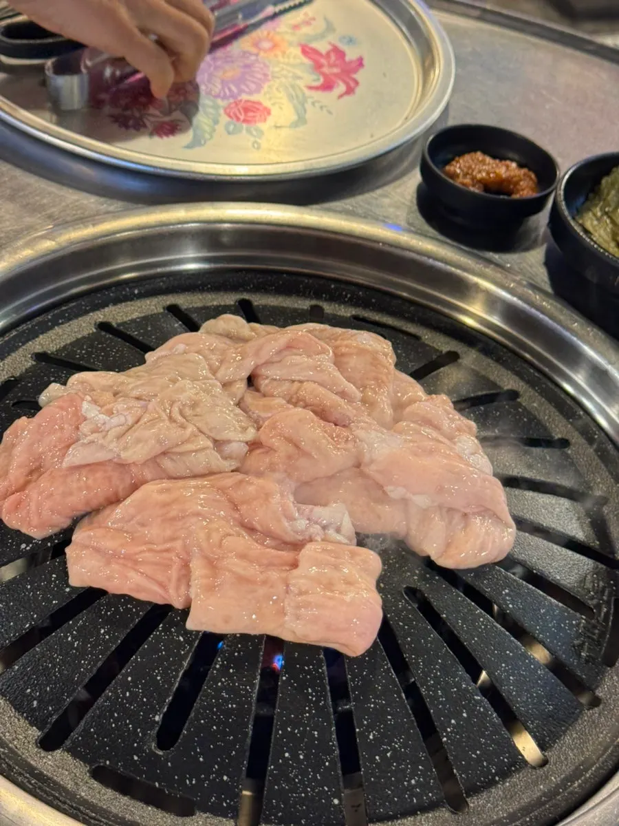 Original raw makchang on the charcoal grill