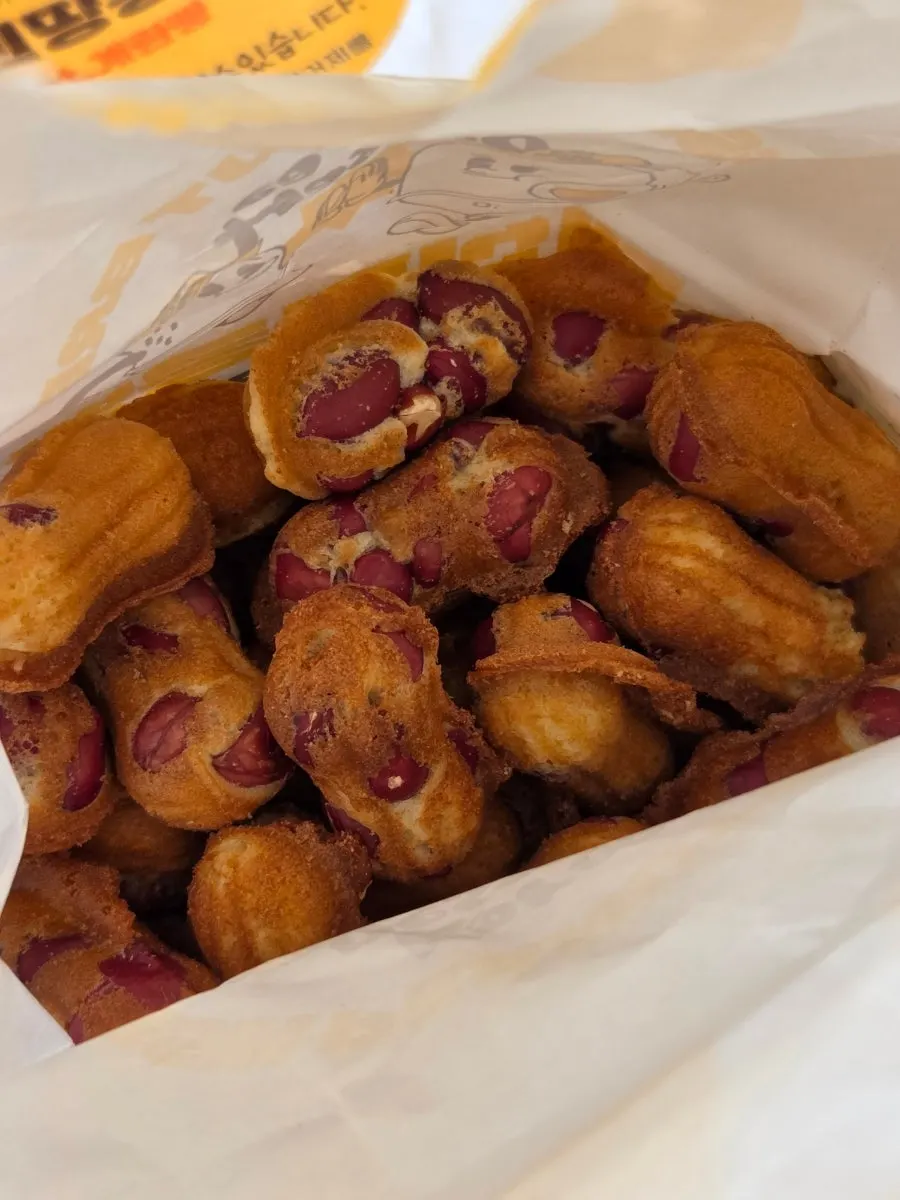 통땅콩이 박힌 땅콩빵 클로즈업