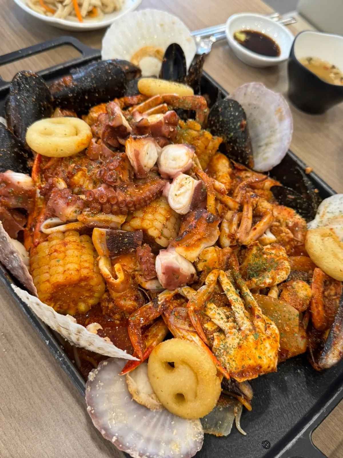 Full medium-size seafood boil on the table