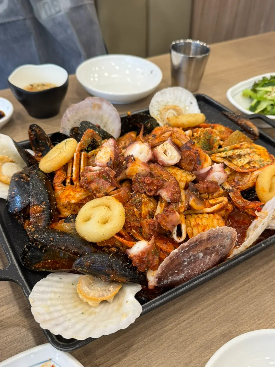 Seafood boil coated in buttery sauce