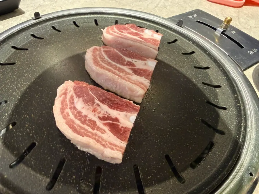 Domestic pork belly grilling on the pan