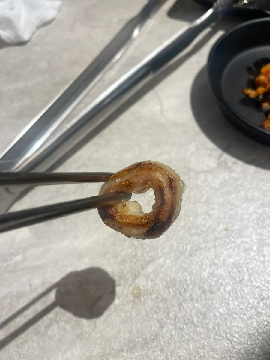 Pork skin and pork heart at Gankeun Galbi