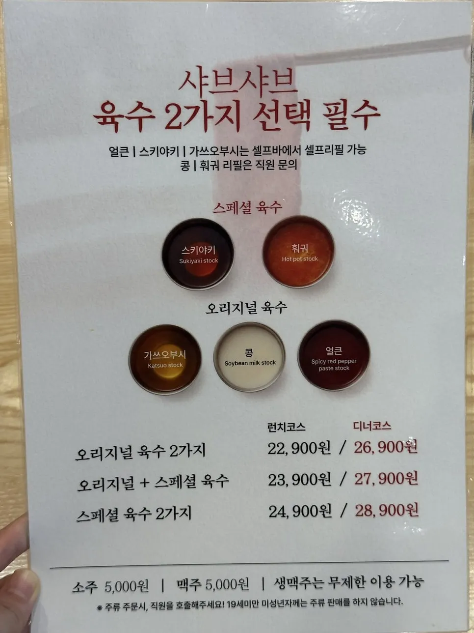 Broth types and price guide for shabu-shabu