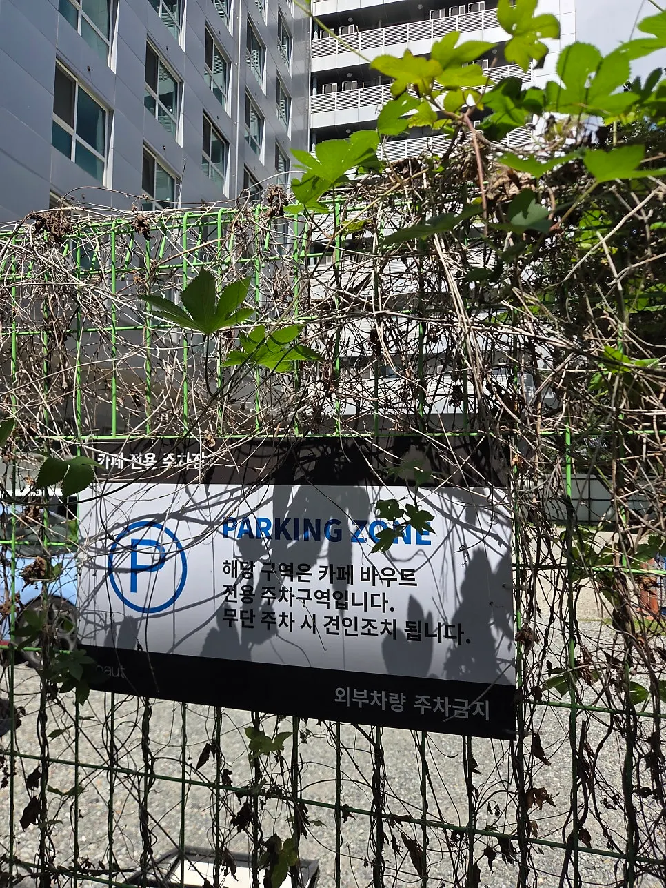 Alley and parking space next to Baut's building entrance