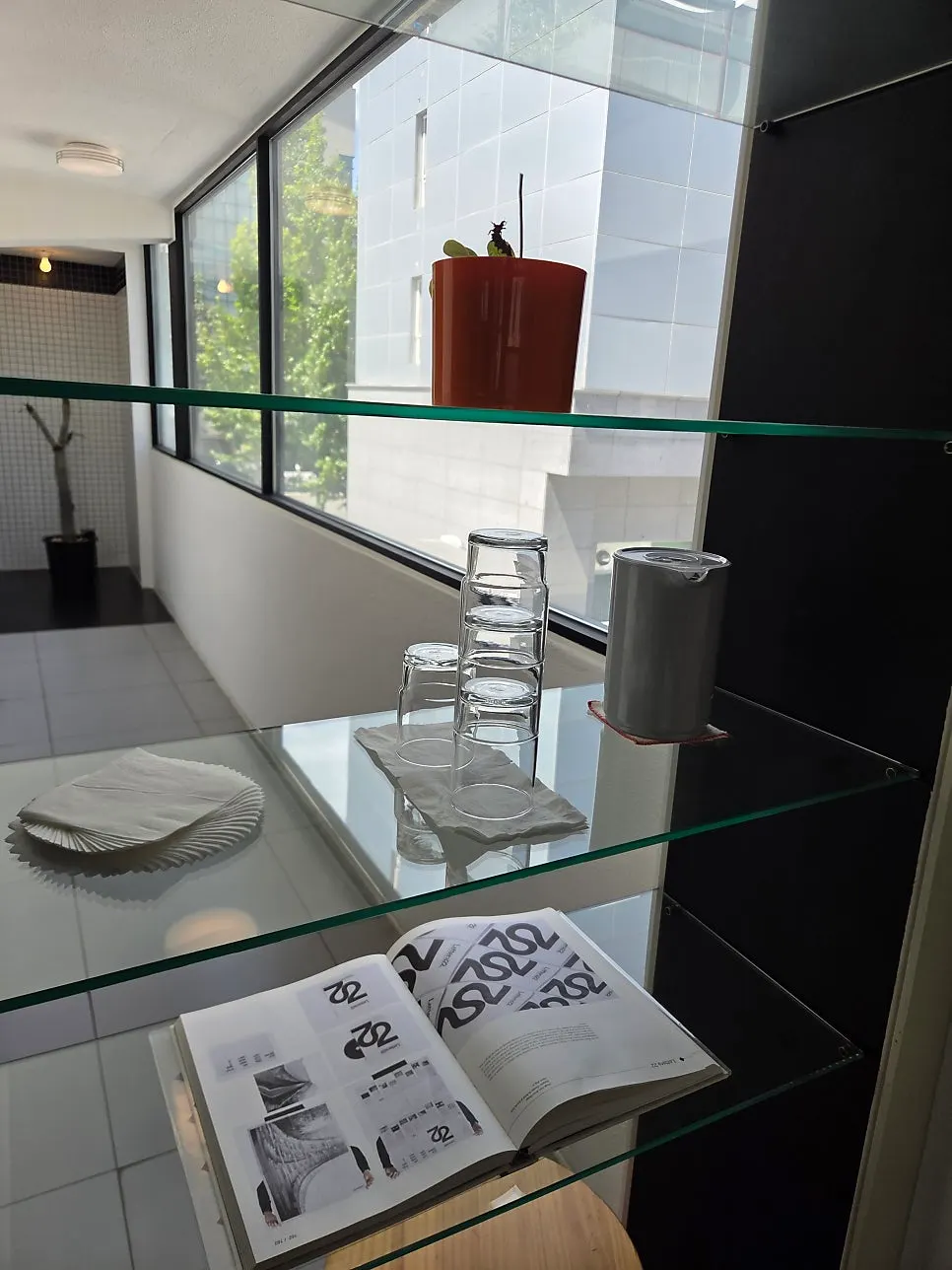White-toned, modern interior of Baut's first floor