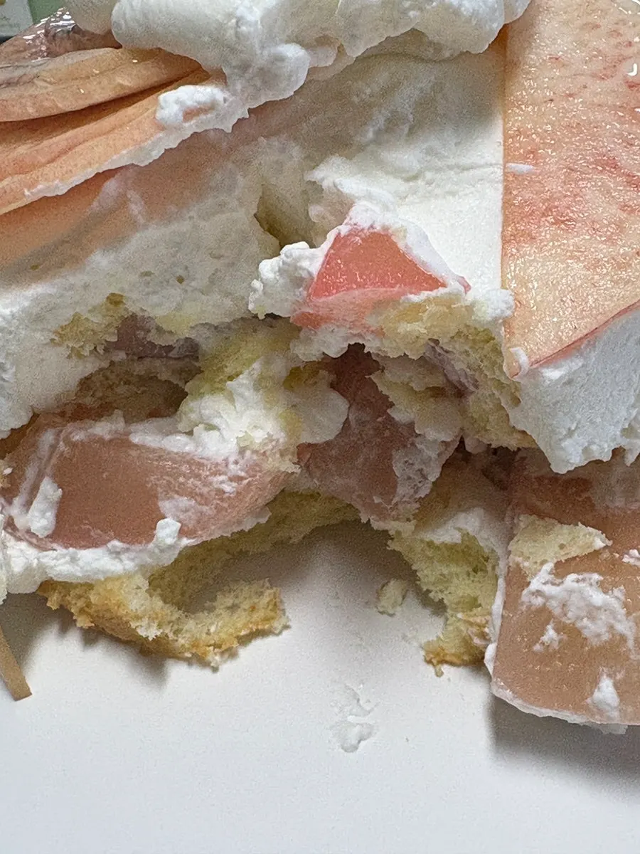 Cross-section of peach cake