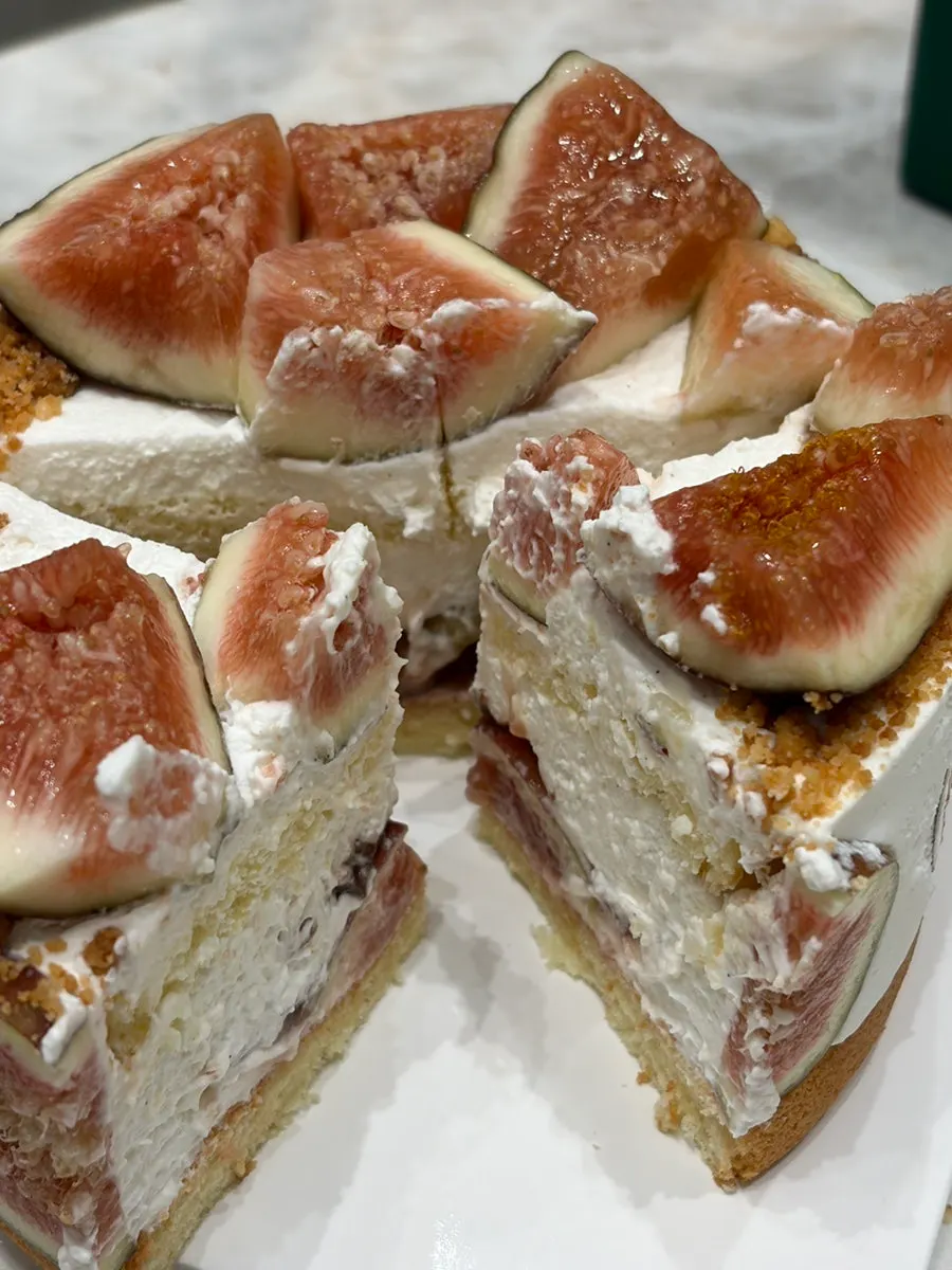 Full view of the honey vanilla fig cake