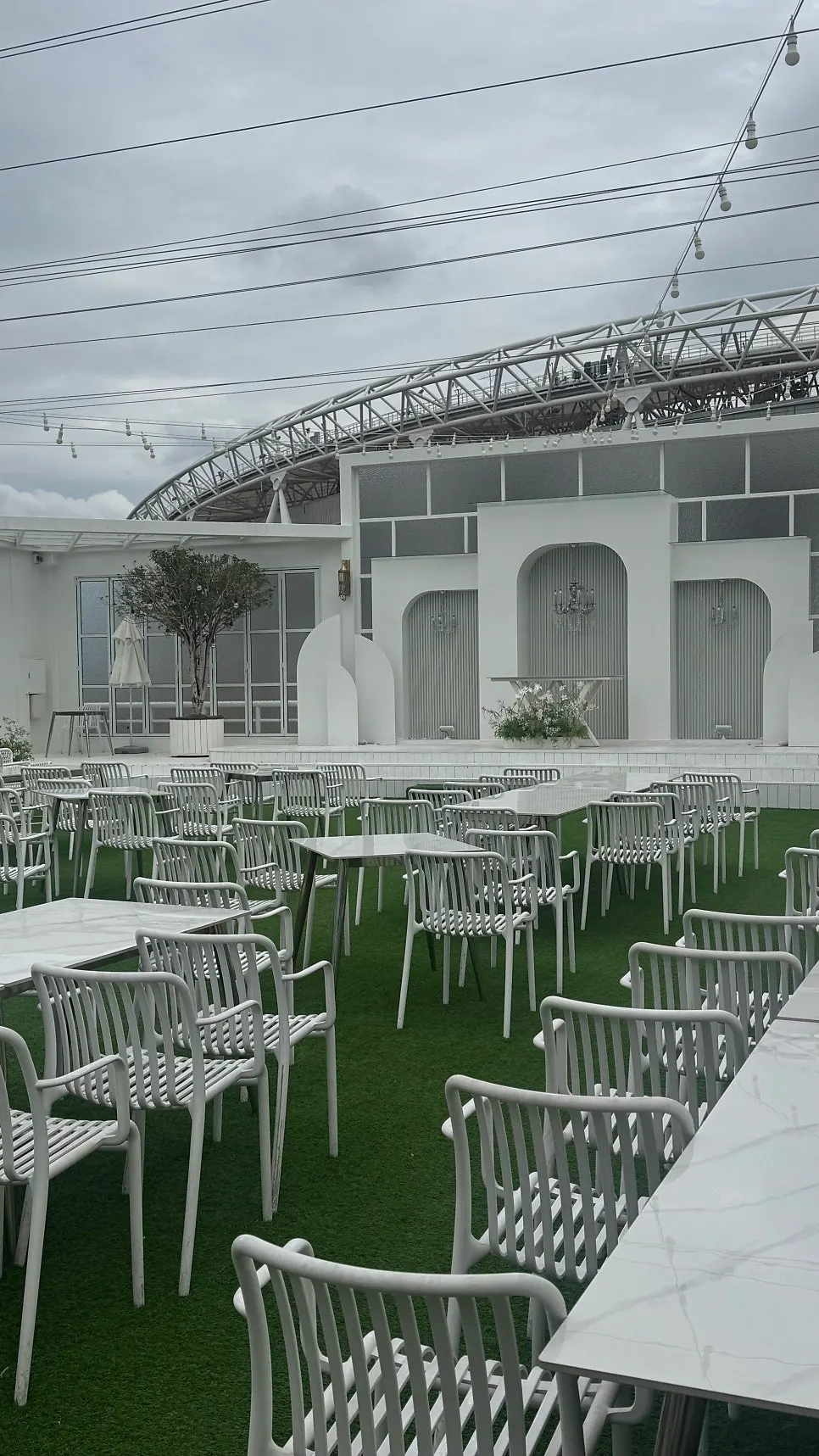 Bright indoor hall aisle
