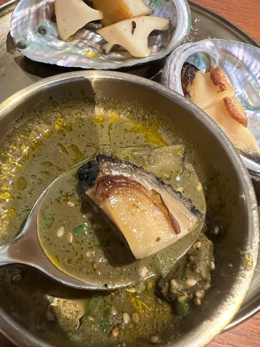 Butter-grilled abalone received through a review event