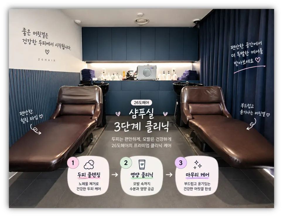 샴푸실에서 진행되는 클리닉 마지막 단계