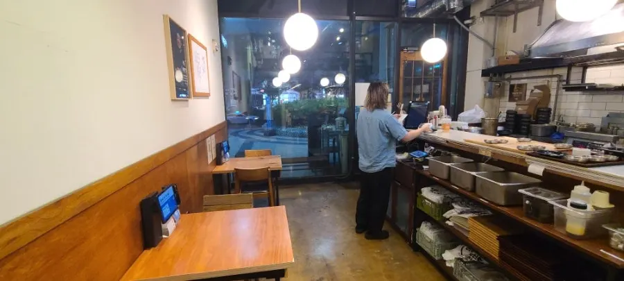 Interior of the 1st floor tables at Cafe Dongyi Branch 1