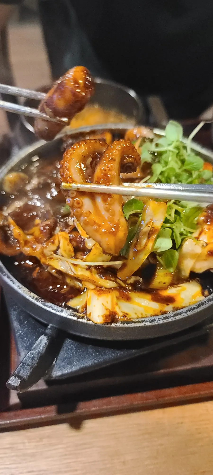 Stir-fried octopus served with doenjang stew