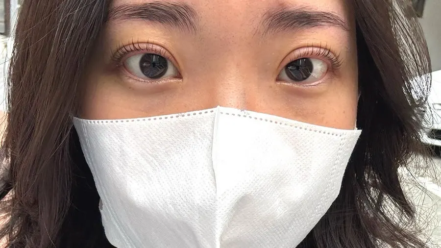 Lash lift and brow perm seen outdoors
