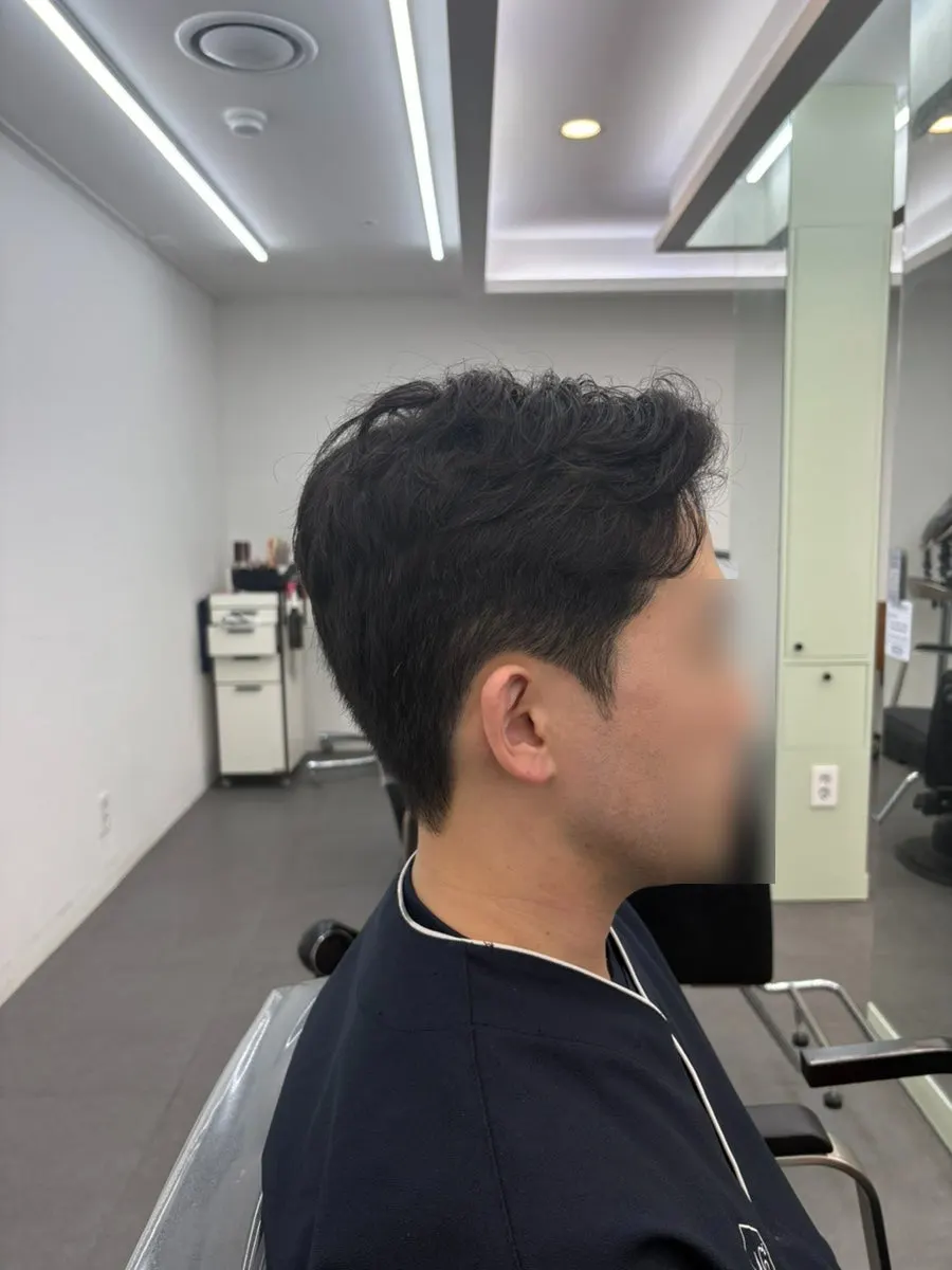 Back hairline after the finished men's perm