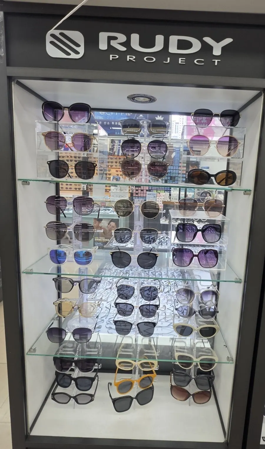 Store interior displaying frames and sunglasses