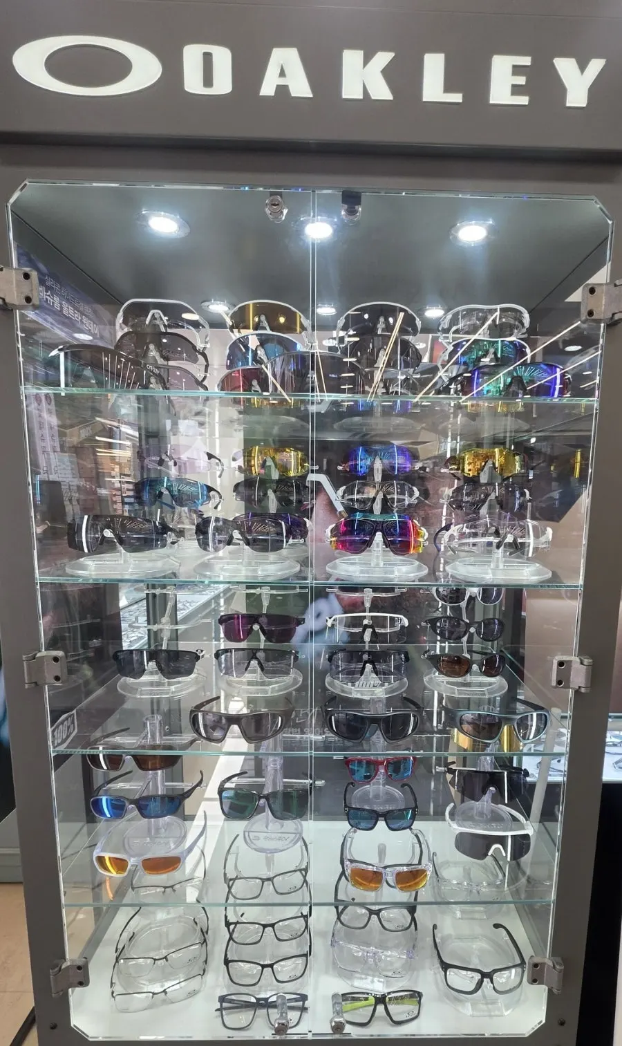 Display stand of Rudy Project goggles and sport sunglasses