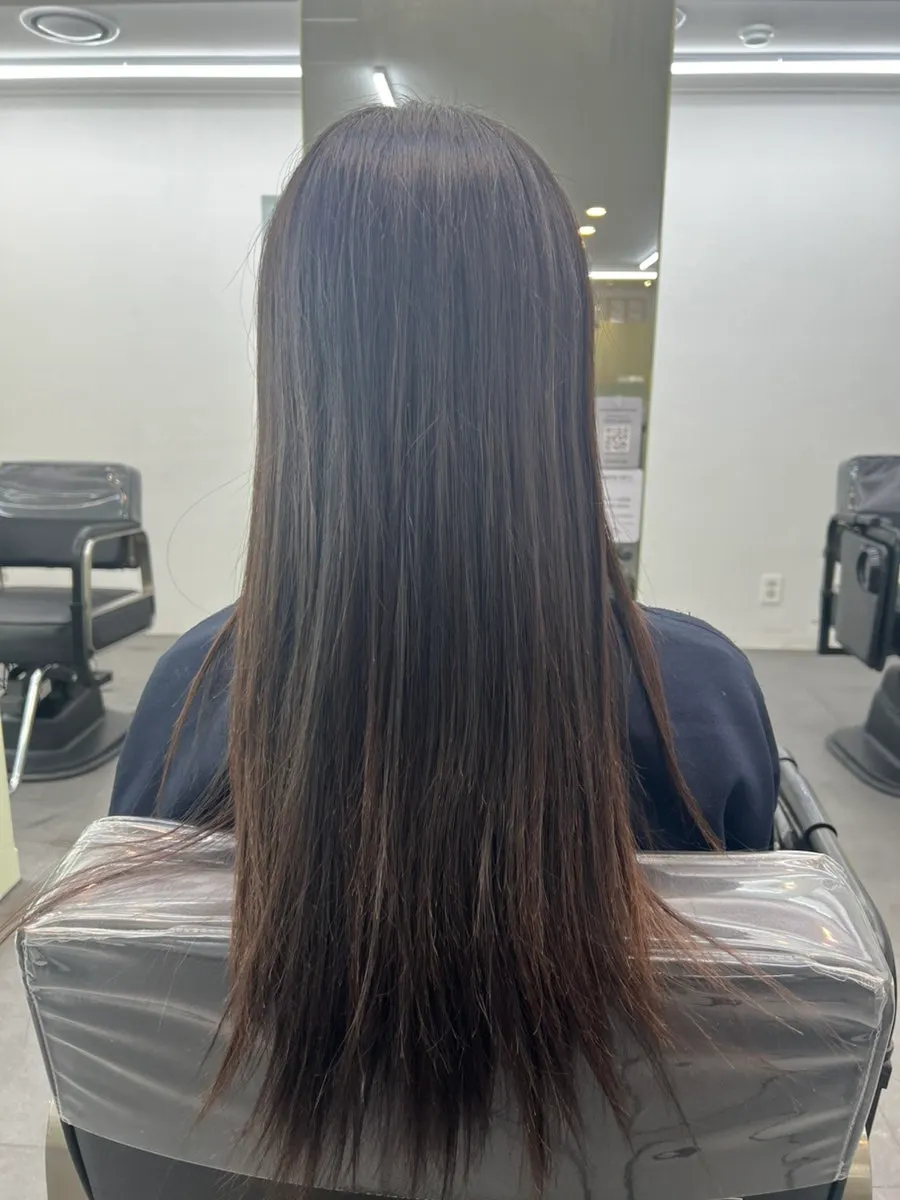 Brownish faded ends of the hair