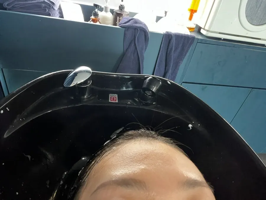 Product applied and left to sit before the final shampoo