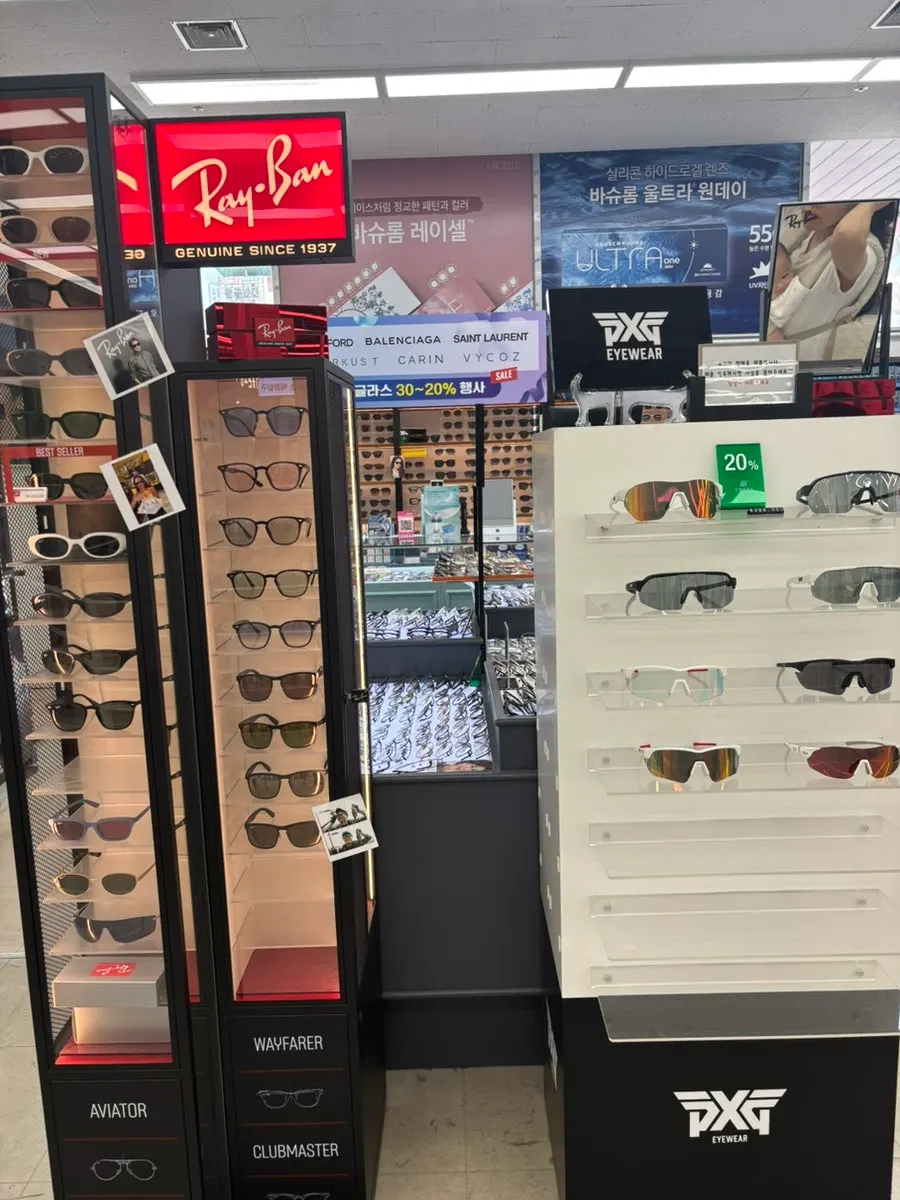 Display of fashion brand sunglasses