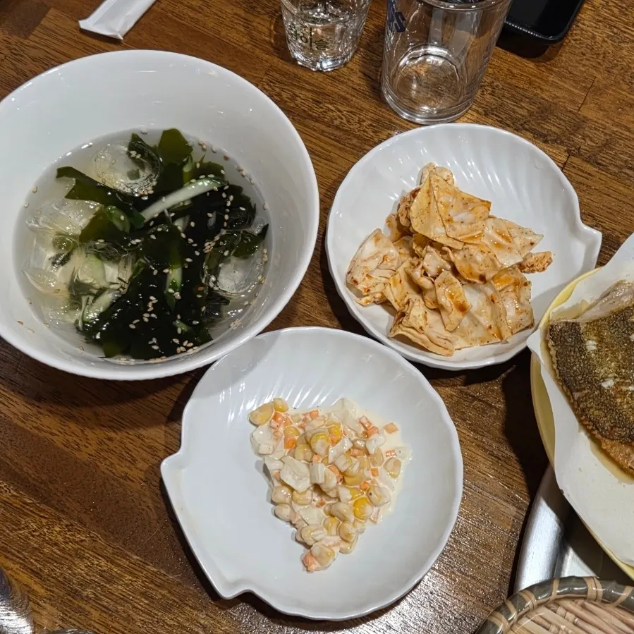 Seafood feast with basic side dishes