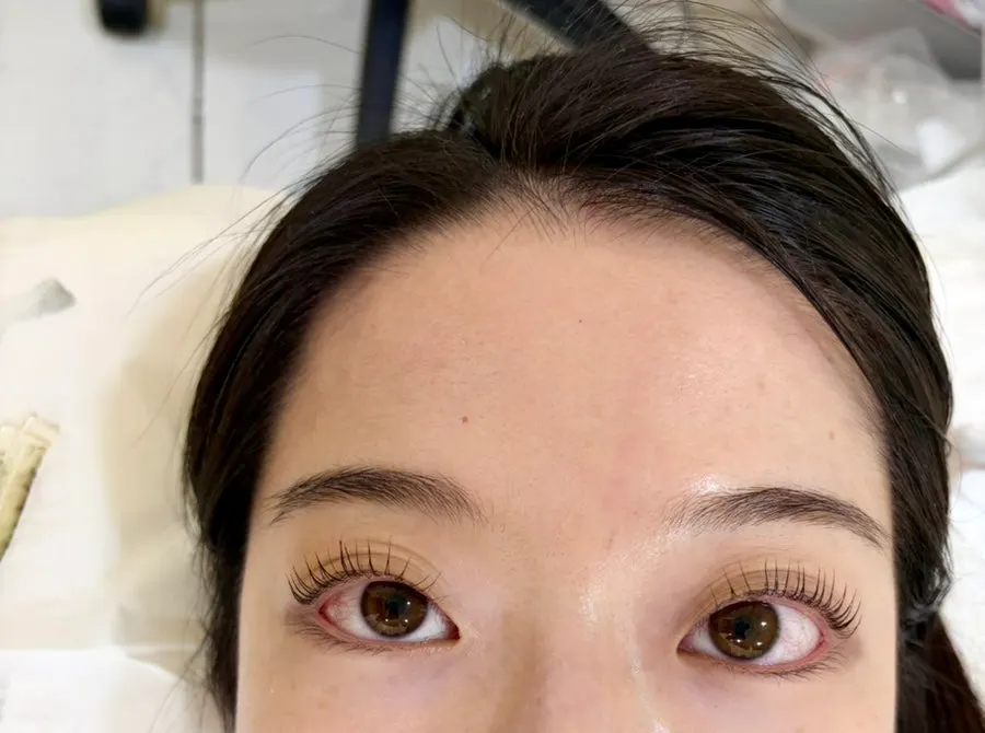 Front view right after the lash lift