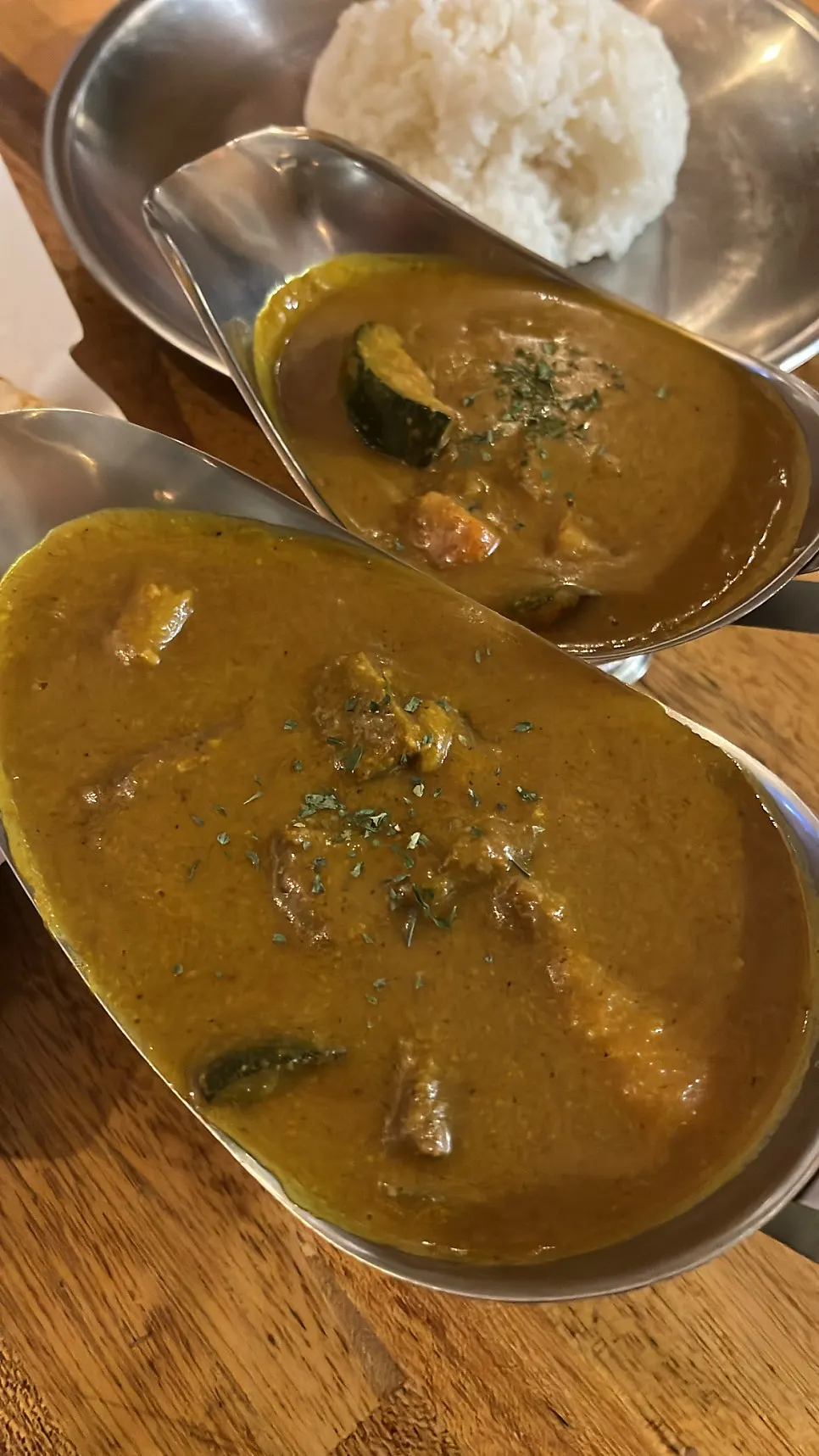 Rich beef curry with big chunks of beef