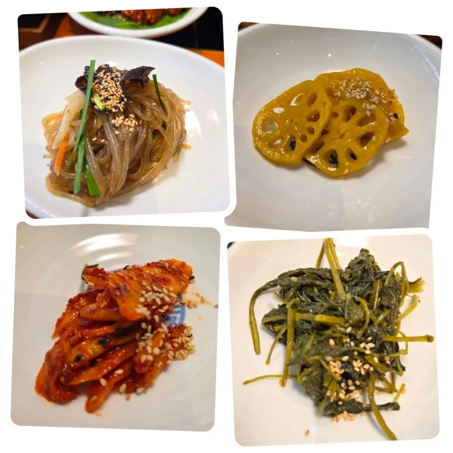 Neatly prepared side dishes in the Geumdeungeo pot-rice set