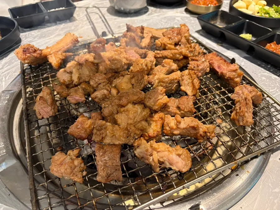 Pork galbi served pre-grilled