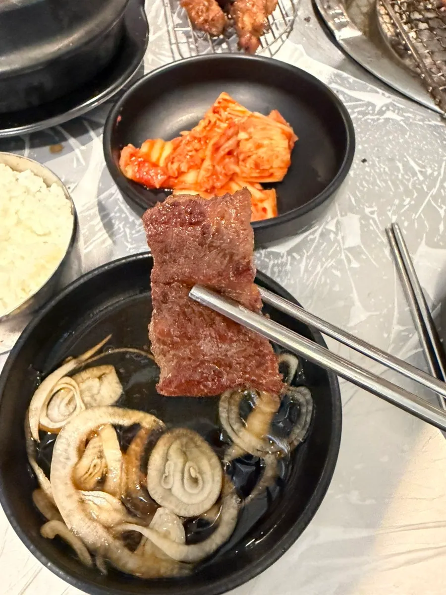 Fully cooked pork galbi on the grill