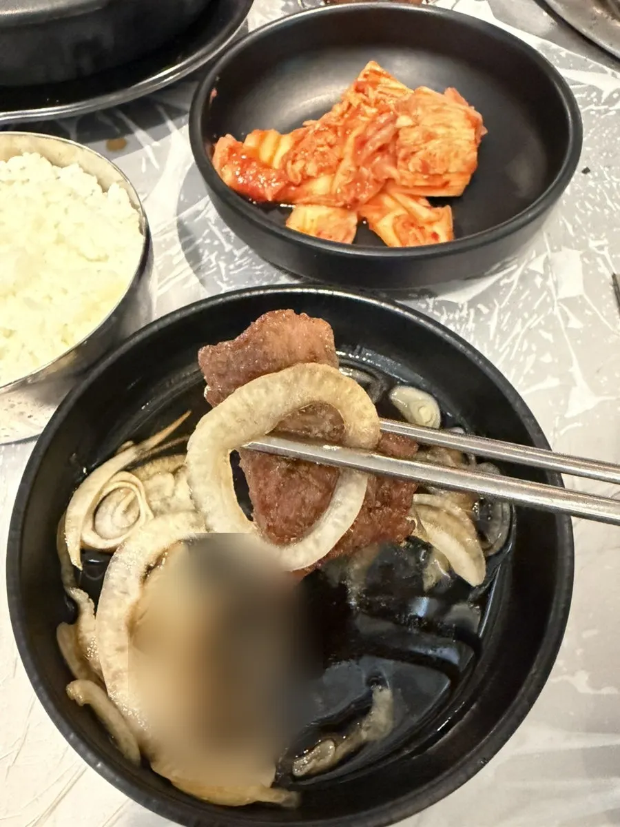 Pork galbi dipped in sweet onion sauce