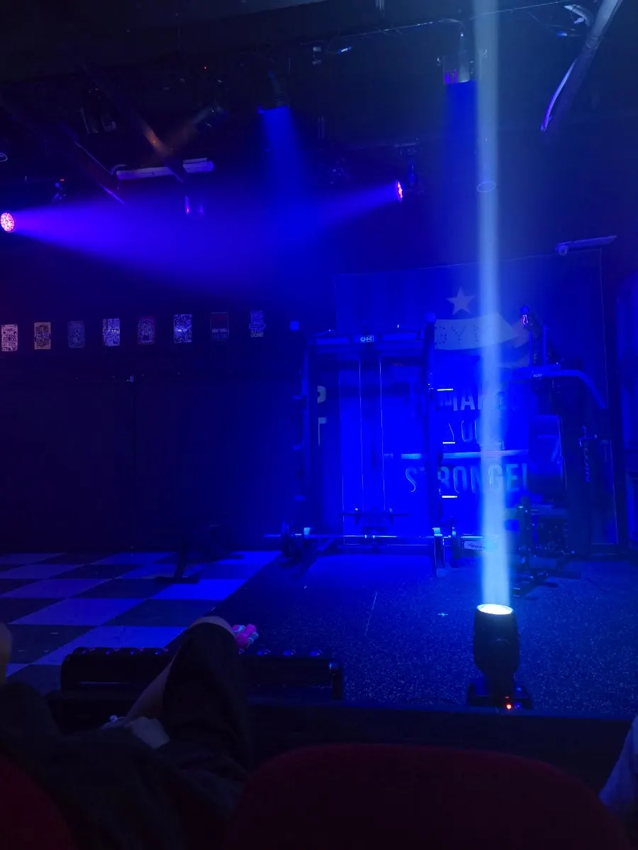Full view of the stage designed like a gym