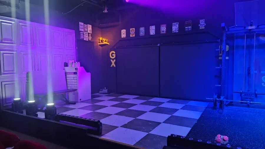 Stage and seats lit before the show begins