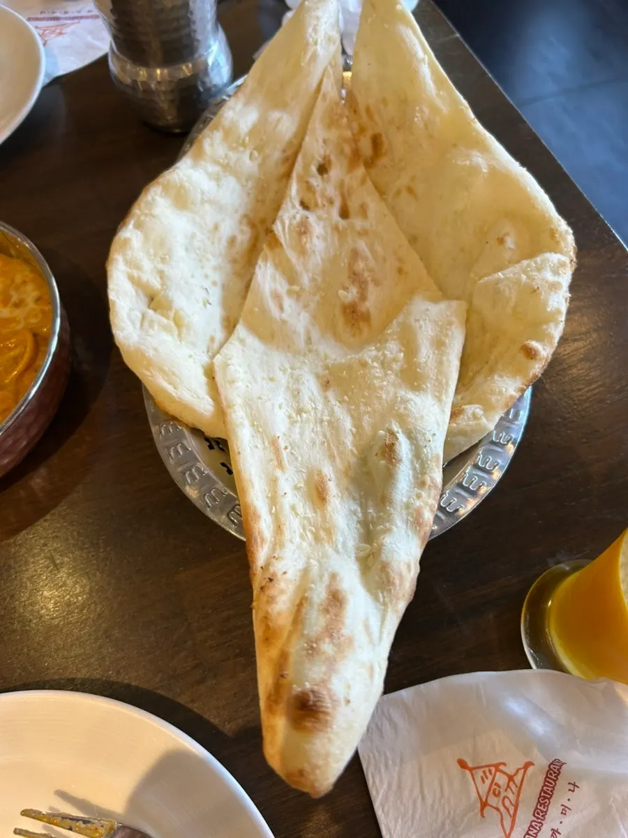 Garlic naan and curry