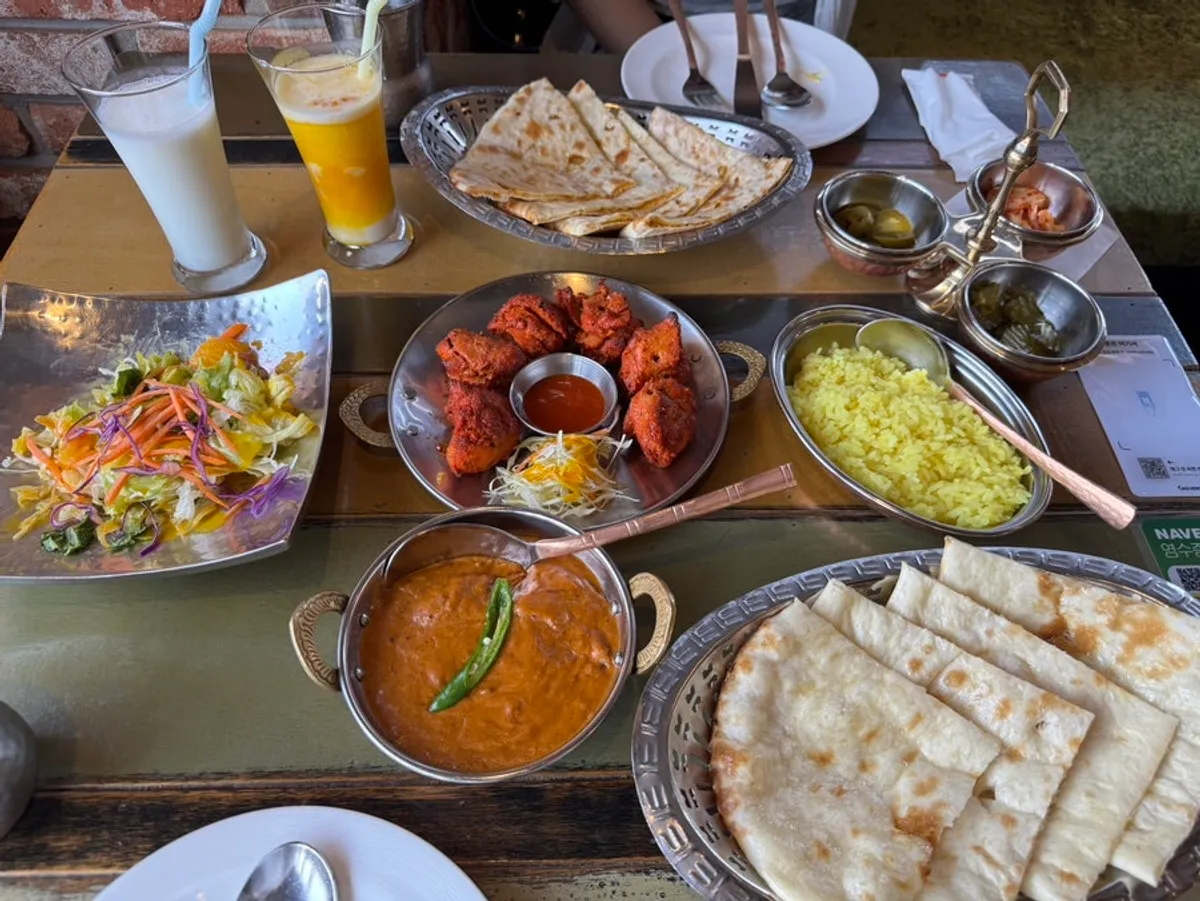 Table spread for two with Set B and aloo paratha together