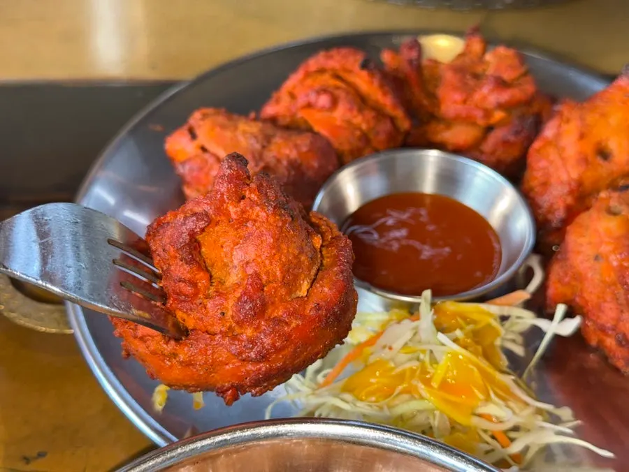 Chicken tikka, a boneless tandoori chicken dish