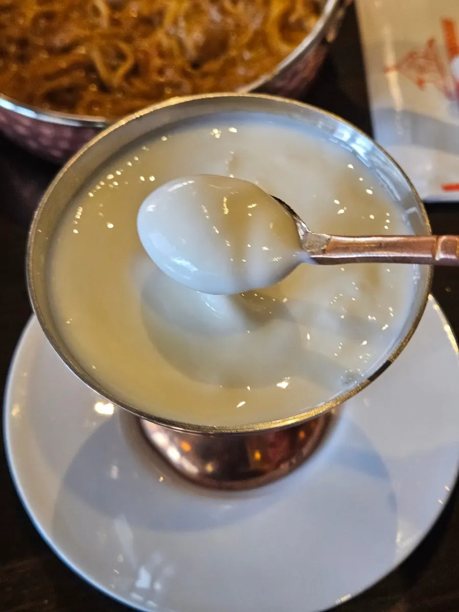 Plain yogurt dahi and cola over ice